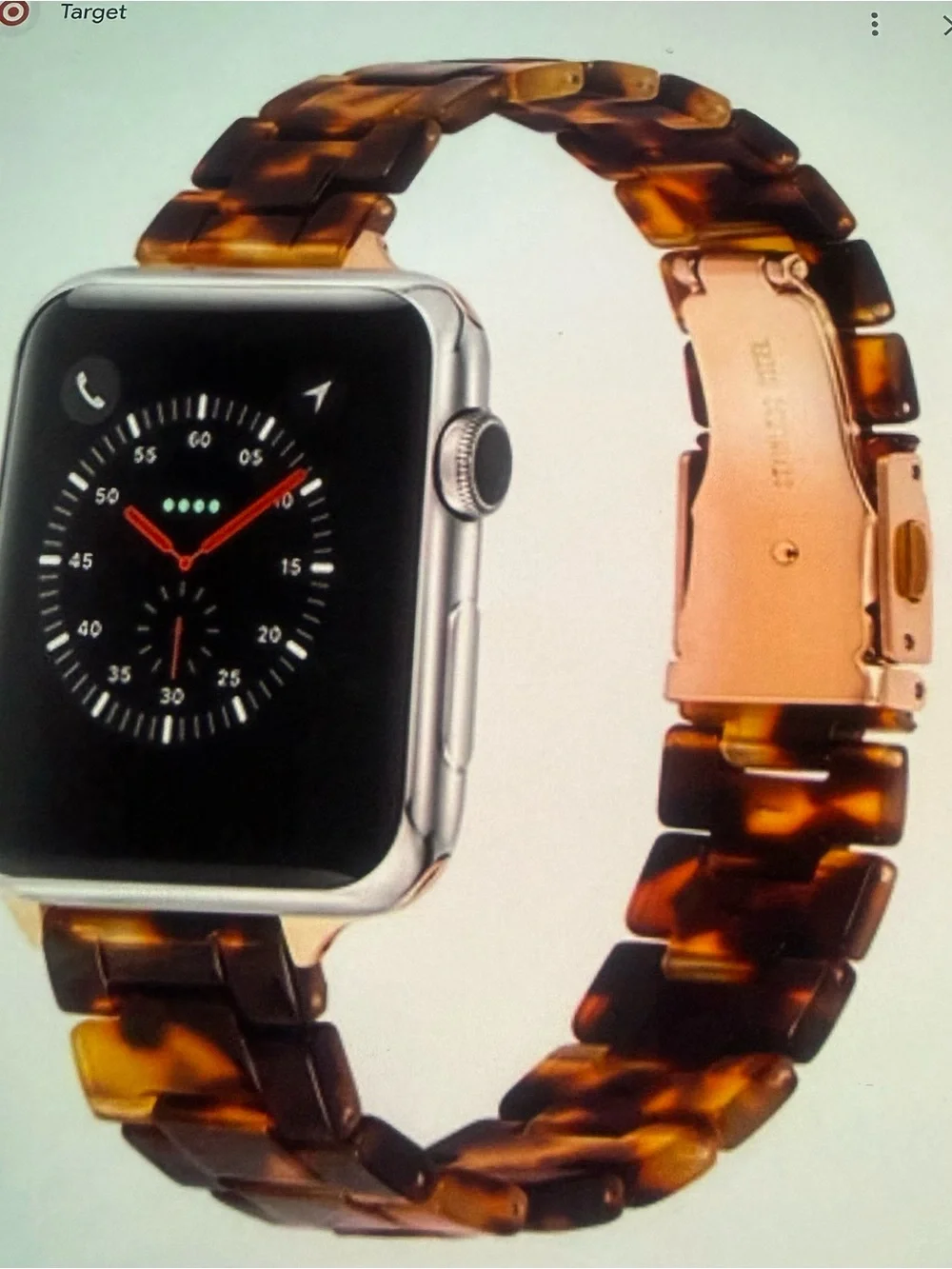 Apple Watch Tortoiseshell Resin Band with Rose Gold Clasp - Brown/Amber